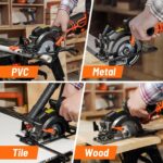 DOVAMAN Circular Saw, 5.8A 4-1/2" Circular Saw w/Laser, Metal Auxiliary Handle, ... - Image 6