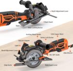DOVAMAN Circular Saw, 5.8A 4-1/2" Circular Saw w/Laser, Metal Auxiliary Handle, ... - Image 9