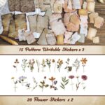 565 Pcs Vintage Scrapbook Paper Kit, Scrapbook Paper Supplies with Flowers Stick... - Image 7
