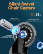 RidRed Office Chair Wheels - Replacement Rubber Wheels - Universal Fit 3 Inch Ca... - Image 4