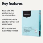 Amazon Basics 30% Recycled Color Copy Paper, 8.5" x 11", 20lb, Pastel Blue, 500 ... - Image 3