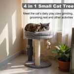 MECOOL 4in1 Small Cat Tree,Scratching Post with Tower Soft Bed, Sisal Carpet Jut... - Image 3