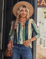 Zeagoo Long Sleeve Shirts for Women Casual V Neck Fall Tops Dressy Summer Work B... - Image 3