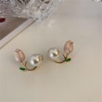 Gold Flower Earrings for Women Silver Statement Earrings Chunky Daisy Floral Sum... - Image 5