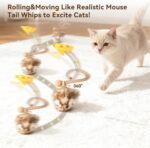 Migipaws Interactive MigiMouse Cat Toy 360° Rolling & Spin with Mesh Plastic Tai... - Image 4
