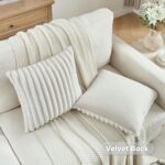 FUTEI Pack of 2 Fluffy Faux Fur Throw Pillow Covers 18x18 Inch Elegant Striped T... - Image 5