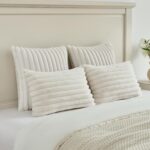 FUTEI Pack of 2 Fluffy Faux Fur Throw Pillow Covers 18x18 Inch Elegant Striped T... - Image 6