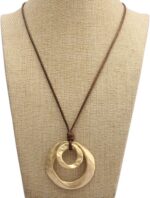 Boho Necklaces for Women Chunky Circle Necklace Layered Boho Circle Leather Chok... - Image 5