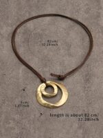 Boho Necklaces for Women Chunky Circle Necklace Layered Boho Circle Leather Chok... - Image 7