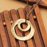 Boho Necklaces for Women Chunky Circle Necklace Layered Boho Circle Leather Chok... - Image 9
