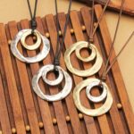 Boho Necklaces for Women Chunky Circle Necklace Layered Boho Circle Leather Chok... - Image 10