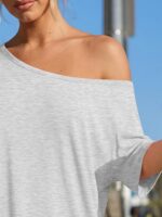 Trendy Queen Womens 2 Piece Lounge Sets Off Shoulder Oversized Tshirts & Wide Le... - Image 6