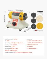 VEVOR Bench Buffer Polisher, 1/2HP Polishing and Buffing Machine, 0 to 8000RPM B... - Image 8