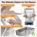 2PACK Stainless Steel Cat Litter Boxes, XL Large Metal Litter Box with High Side... - Image 5