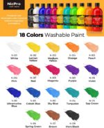 Nicpro 18 Colors Large Washable Paint Set for Kid (8.45oz), Acrylic Bulk Paint S... - Image 3