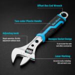 DURATECH 8 Inch Adjustable Wrench, 3-in-1 Spanner with Box End/Hex Function, CR-... - Image 3