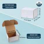 WIFTREY 50 Pack 7x5x4 Shipping Boxes for Small Business Packing, White Corrugate... - Image 3