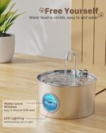 Cat Water Fountain Stainless Steel: 74oz/2.2L Cat Fountain for Drinking - Pet Wa... - Image 5
