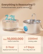 Cat Water Fountain Stainless Steel: 74oz/2.2L Cat Fountain for Drinking - Pet Wa... - Image 8