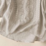 Linen Shirts for Women Summer Crew Neck Embroidered 3/4 Sleeve Boho Tops Dressy ... - Image 4