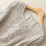Linen Shirts for Women Summer Crew Neck Embroidered 3/4 Sleeve Boho Tops Dressy ... - Image 5