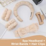 Canitor Spa Headband Wristband Set with Hair Clips Skincare Headbands for Washin... - Image 4
