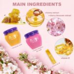 2PCS Lip Mask Overnight, Honey&Sakura Day and Night Repair Sleeping Lip Balm, Fa... - Image 3
