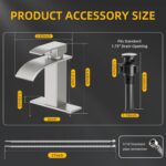 Bathroom Faucet Brushed Nickel Modern Waterfall Bathroom Sink Faucet with Single... - Image 4