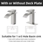 Bathroom Faucet Brushed Nickel Modern Waterfall Bathroom Sink Faucet with Single... - Image 5