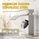 Bathroom Faucet Brushed Nickel Modern Waterfall Bathroom Sink Faucet with Single... - Image 7