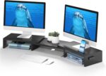 BONTEC Dual Monitor Stand Riser with Smartphone Holder, Adjustable Length & Swiv... - Image 9