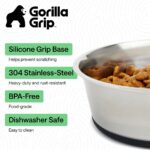 GORILLA GRIP Dog Bowls, Food Grade 304 Stainless Steel, Holds 2 Cups Each (16 fl... - Image 3