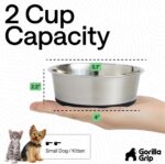 GORILLA GRIP Dog Bowls, Food Grade 304 Stainless Steel, Holds 2 Cups Each (16 fl... - Image 5