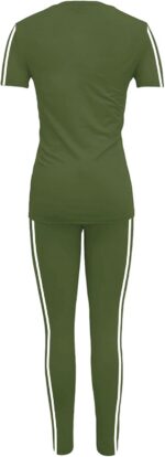Women's 2 Piece Outfits Sweatsuit Summer Workout Striped Short Sleeve Long Sweat... - Image 6