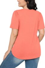 OFEEFAN Womens T Shirts Short Sleeve Pleated Dressy Casual Scooped Neck Summer T... - Image 6