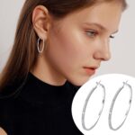 925 Sterling Silver Earrings for Women 2025 Trendy Full Diamond Dangle Round Hoo... - Image 5