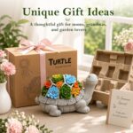 Nacome Solar Garden Outdoor Statues Turtle with Succulent and 7 LED Lights - Law... - Image 3