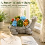 Nacome Solar Garden Outdoor Statues Turtle with Succulent and 7 LED Lights - Law... - Image 4