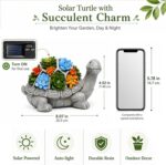 Nacome Solar Garden Outdoor Statues Turtle with Succulent and 7 LED Lights - Law... - Image 8
