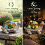 Nacome Solar Garden Outdoor Statues Turtle with Succulent and 7 LED Lights - Law... - Image 9