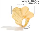 Chunky Gold Geometric Flower Knuckle Ring for Women Vintage Ginkgo Leaf Fan Shap... - Image 4