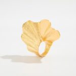 Chunky Gold Geometric Flower Knuckle Ring for Women Vintage Ginkgo Leaf Fan Shap... - Image 6