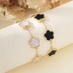 2 PCS Lucky Flower Bracelet Set for Women, Delicate Floral Chain Link, Cute and ... - Image 2