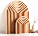 2 Pcs Natural Wood Arch Decor, Boho Shelf & Serving Board for Fireplace Mantel, ... - Image 2