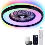 24" Bladeless Ceiling Fan with RGB Light Remote, Smart LED Ceiling Fans with Voi... - Image 2