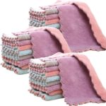 24 Pack Kitchen Cloth, Microfiber Dish Towels Washcloths, Super Absorbent Coral ... - Image 2