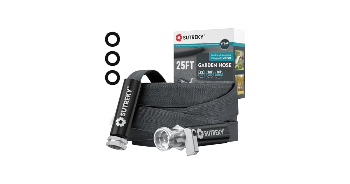 25ft Sutreky Garden Hose with Valve only $17.99