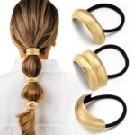 3PCS Gold Hair Ties, Metal Hair Ties for Thick Hair, Elegant Durable Geometric D... - Image 2