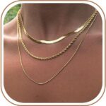 3PCS Gold Necklaces for Women,Chunky Statement Gold Plated Necklace Stack Layere... - Image 2