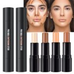 4 Colors Cream Contour Sticks Makeup Kit, Primer Face Highlighter Contouring for... - Image 2
